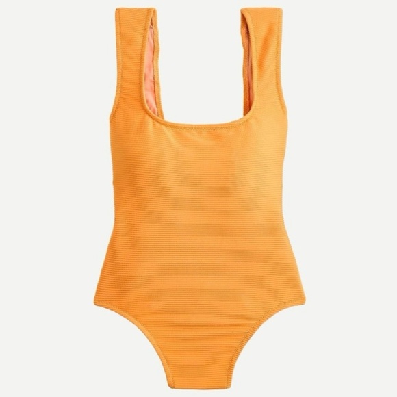 J Crew Clementine Rib Square Neck 1 Piece Swimsuit Modest Lined Removable Pad 16 - Picture 10 of 13